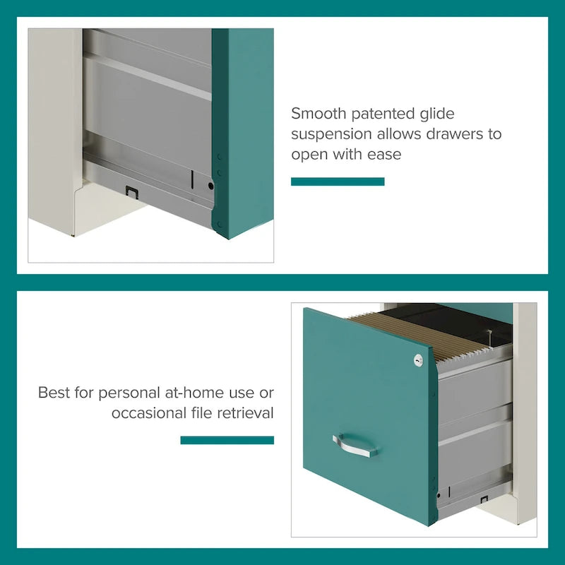 Classeur vertical métallique à 2 tiroirs de 45 cm de profondeur, largeur Lettre, avec tiroir pour accessoires