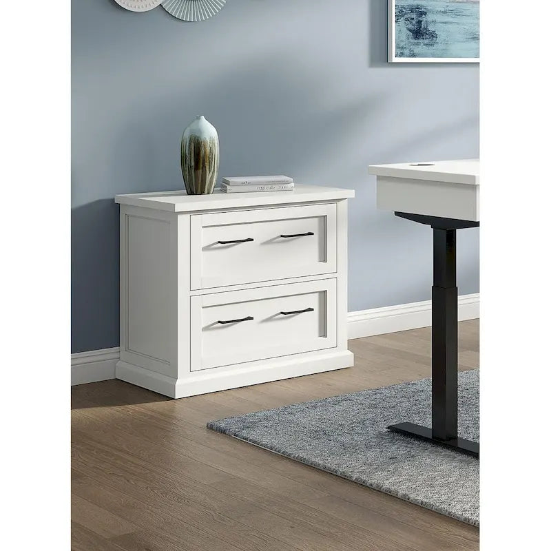 Classeur latéral moderne en bois, Classeur latéral de bureau, Tiroir de rangement pour dossiers, Entièrement assemblé, Blanc