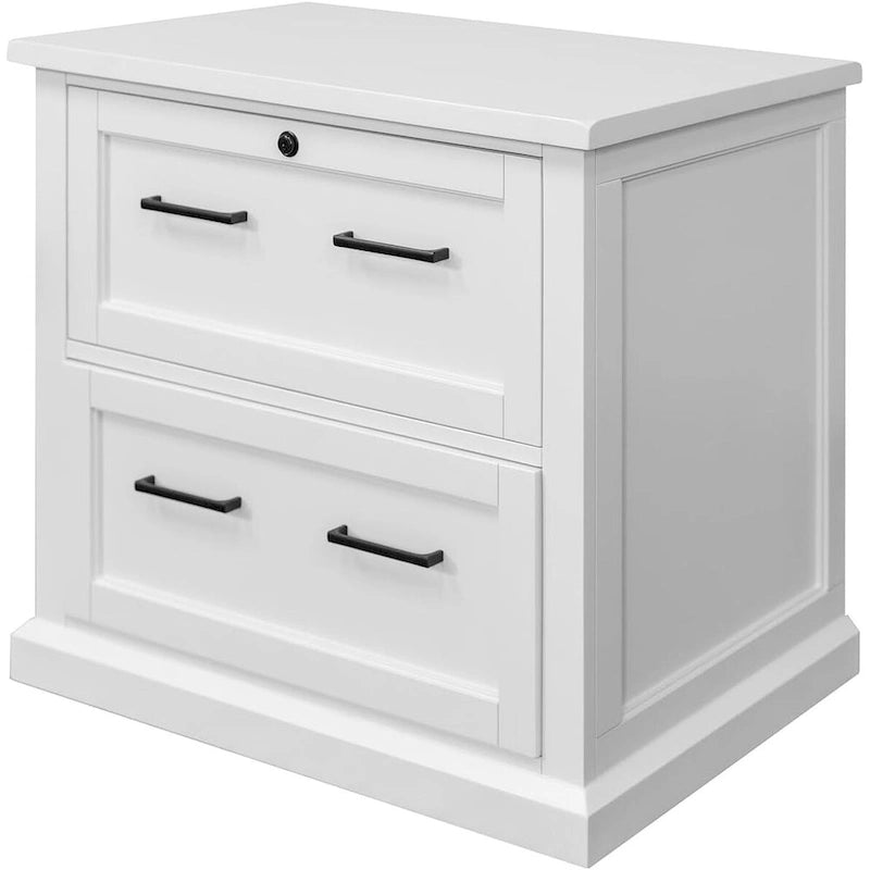 Classeur latéral moderne en bois, Classeur latéral de bureau, Tiroir de rangement pour dossiers, Entièrement assemblé, Blanc