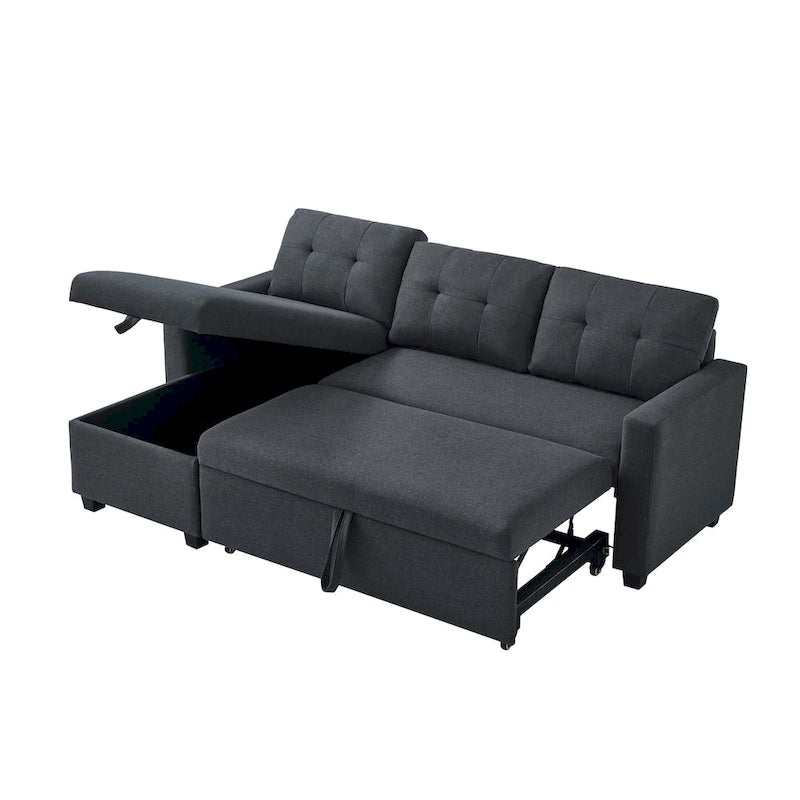 Canapé-lit convertible d'angle avec 3 coussins de dossier mobiles confortables