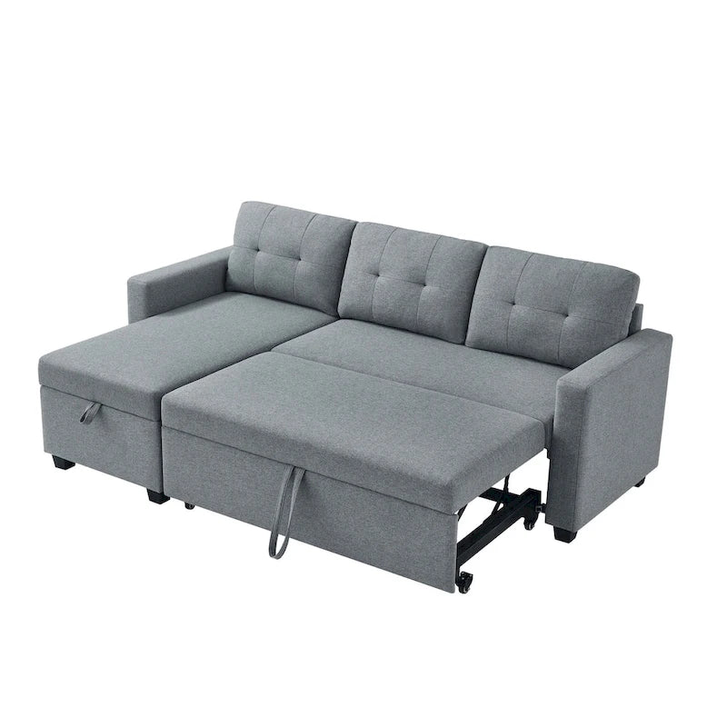Canapé-lit convertible d'angle avec 3 coussins de dossier mobiles confortables