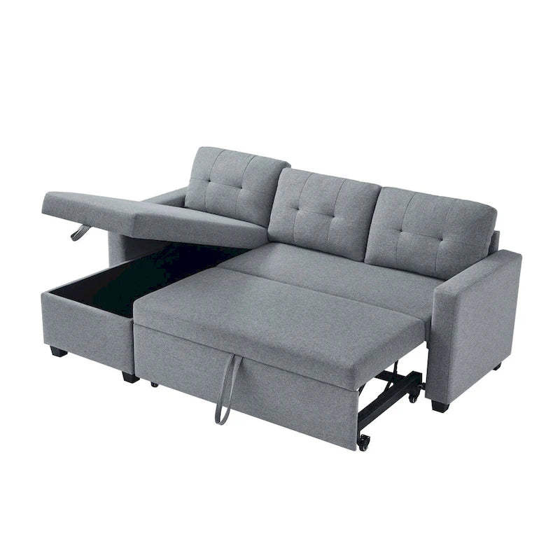 Canapé-lit convertible d'angle avec 3 coussins de dossier mobiles confortables