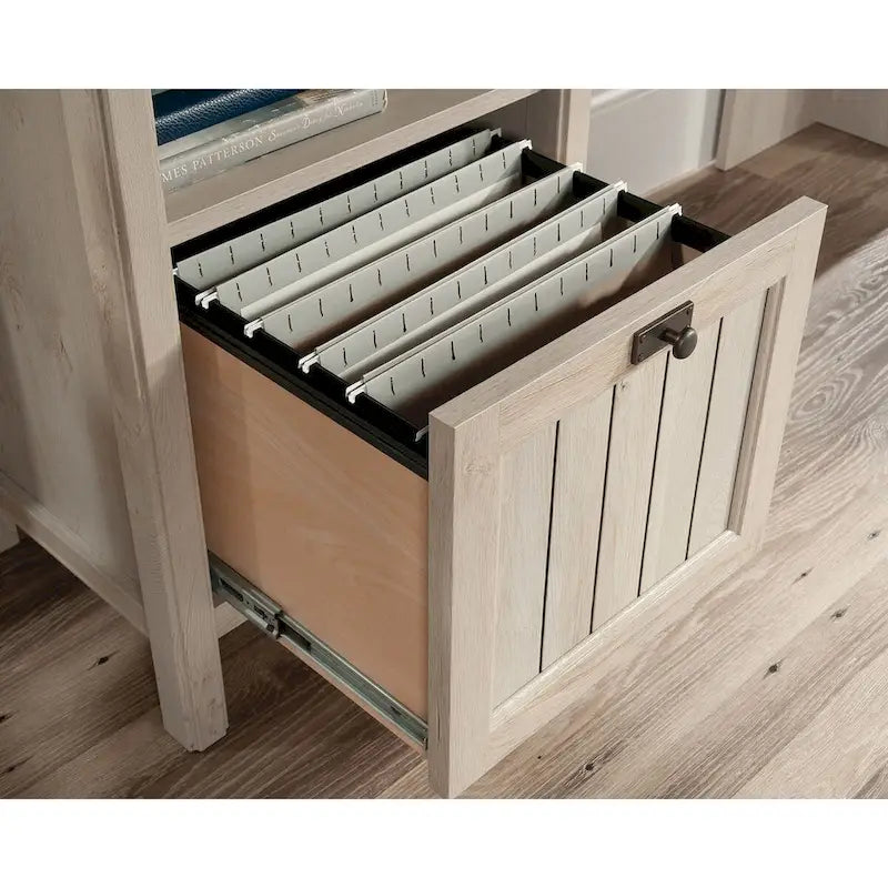 Bureau d'angle avec tiroir classeur - Châtaignier laqué blanc