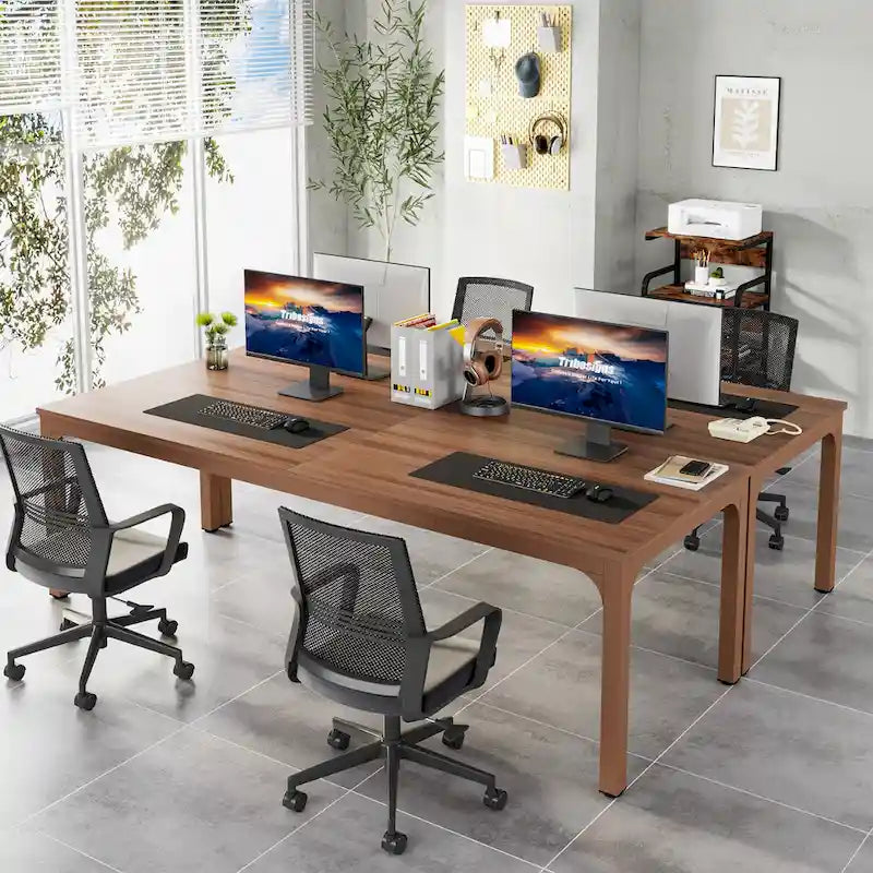 Bureau informatique de 199,9 cm avec pieds en métal, très long bureau de 2 personnes pour le bureau à domicile