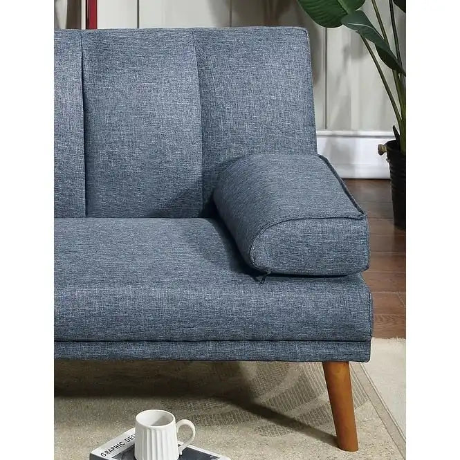 Canapé d'angle 3 places en tissu mélangé de polyester avec pieds en bois massif et méridienne réglable