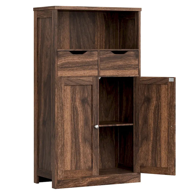 Meuble de rangement de salle de bain autoportant avec 2 tiroirs et armoire de rangement