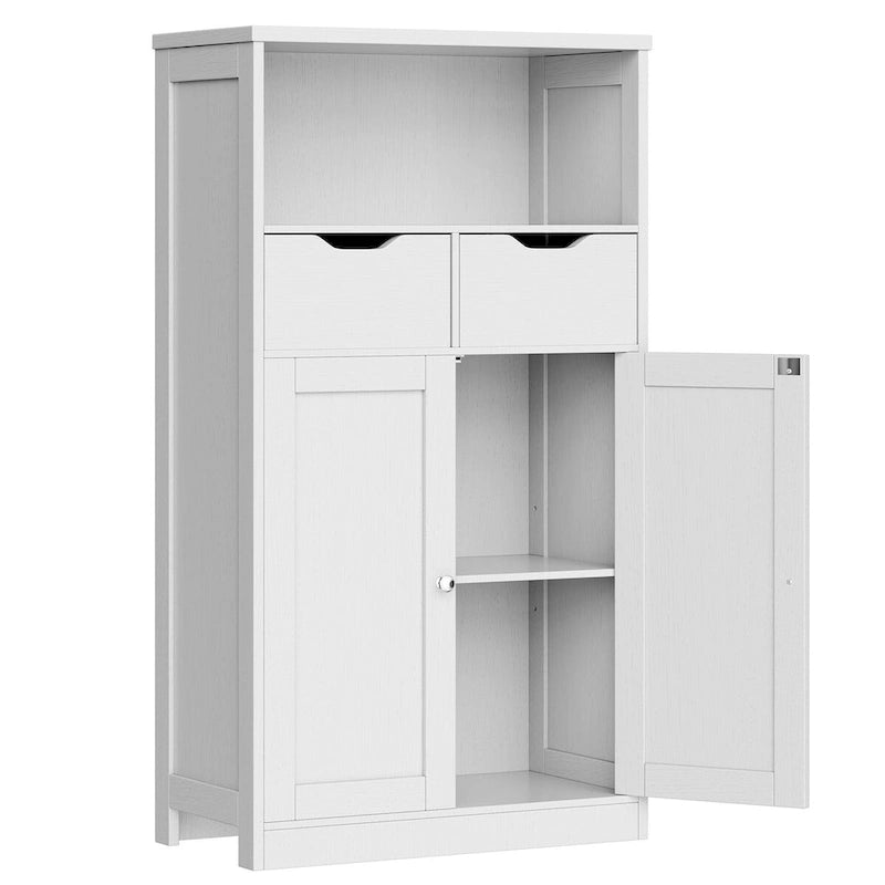 Meuble de rangement de salle de bain autoportant avec 2 tiroirs et armoire de rangement