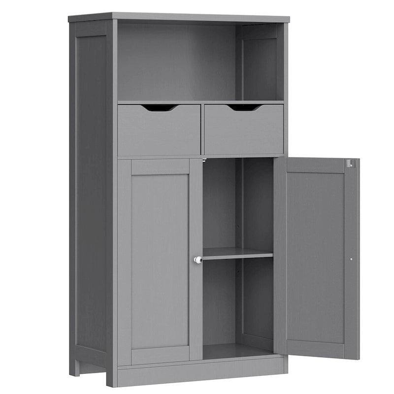 Meuble de rangement de salle de bain autoportant avec 2 tiroirs et armoire de rangement