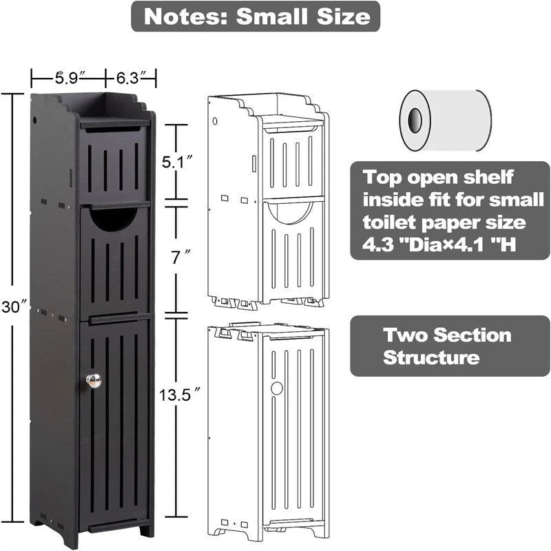 Meuble de Rangement Salle de Bain Meuble de Rangement Étroit pour Petite Salle de Bain - 6,7P x 5,1L x 30H