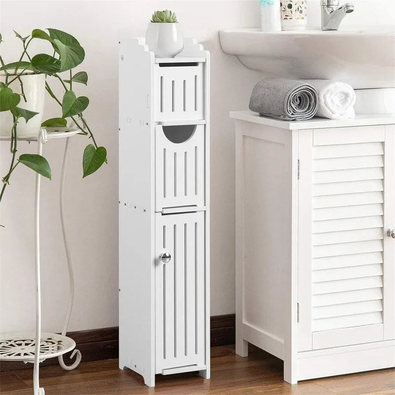 Meuble de Rangement Salle de Bain Meuble de Rangement Étroit pour Petite Salle de Bain - 6,7P x 5,1L x 30H