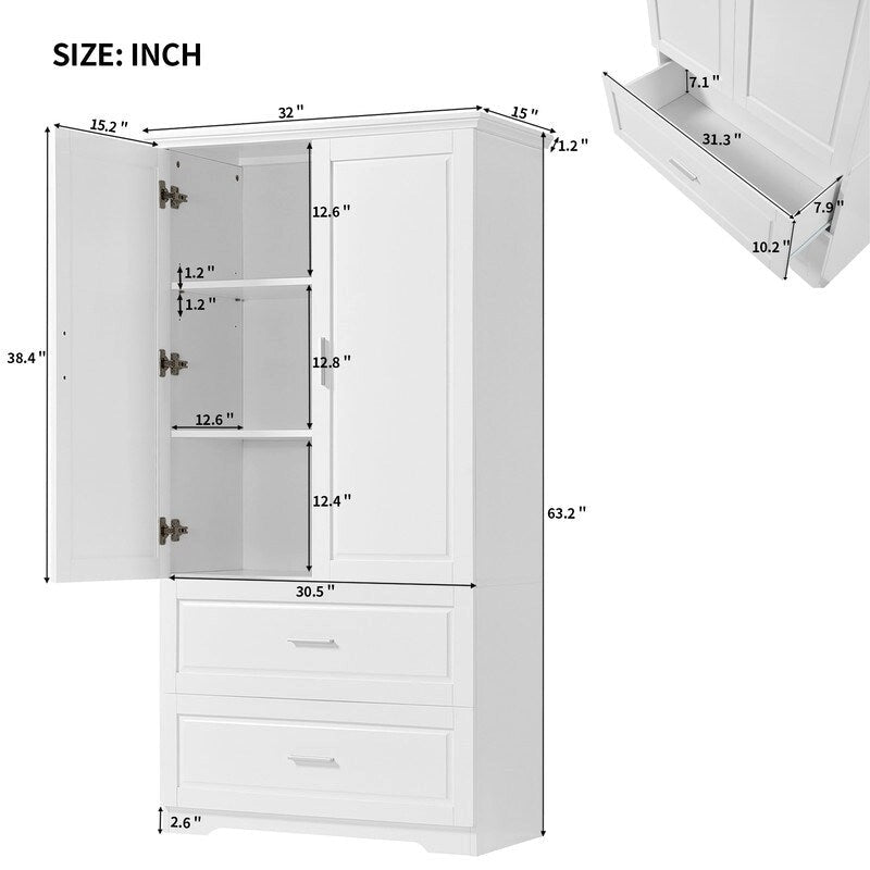 Meuble de rangement large avec 2 portes et 2 tiroirs