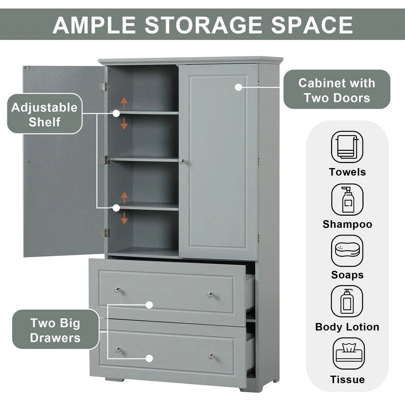 Meuble de rangement large avec 2 portes et 2 tiroirs
