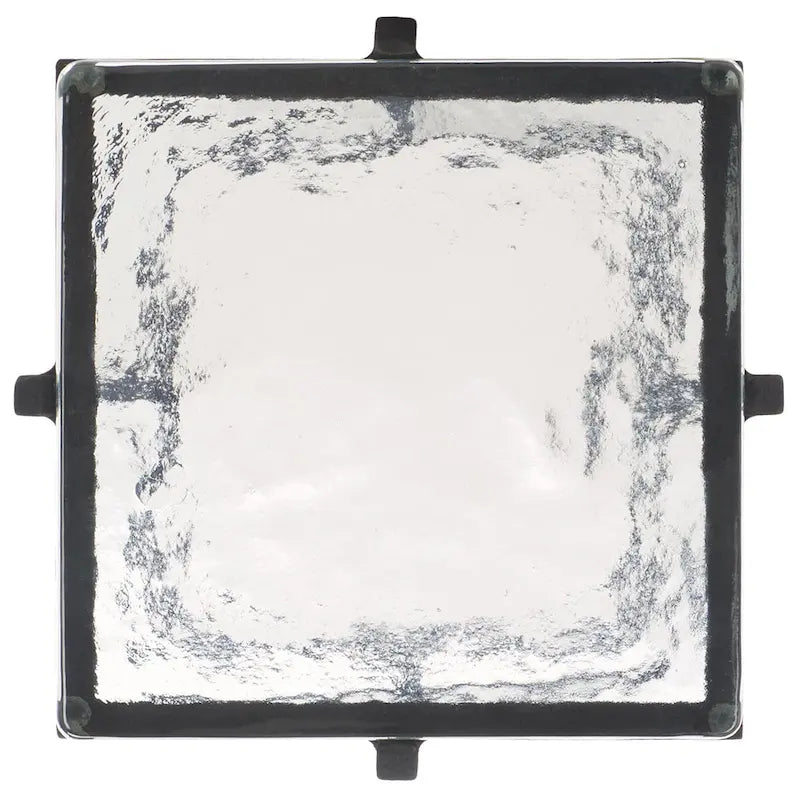 Table d'appoint en verre moulé avec pieds en métal noir - 8Lx8Px24H