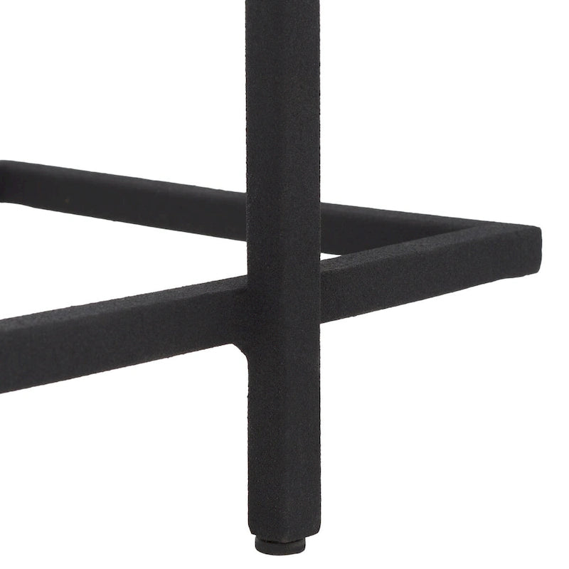 Table d'appoint en verre moulé avec pieds en métal noir - 8Lx8Px24H